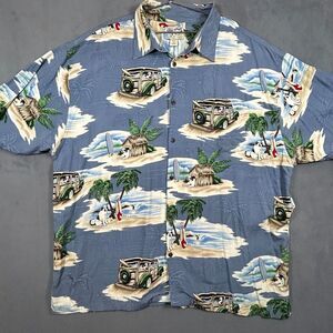 Big Dogs Shirt Mens 3X‎ Short Sleeve 100% Rayon Beach Island Hawaiian Button Up